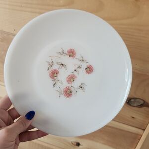Fire King White Plate with Pink Floral Design